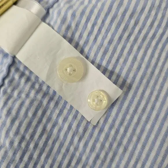 Vineyard Vines Seersucker Shirt Men S Short Sleeves Stretch Blue Striped Whale - Picture 12 of 13